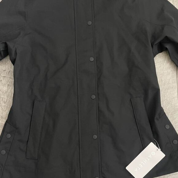 Athleta RainOut Sutro Long Trench Women's Black Hooded Rain Jacket - Picture 6 of 9